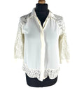 Zara Basic Ivory Blouse Lace Panels Women’s UK Size S