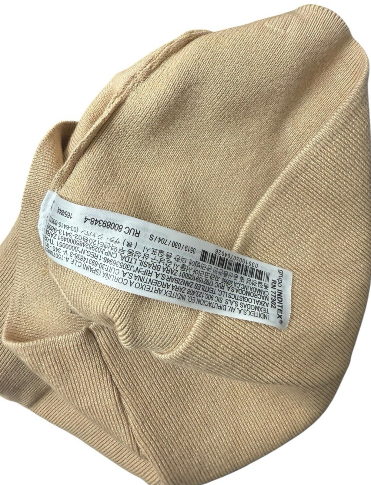 Zara Tan Knitted Crop Top Round Neck Tank Women’s UK Size S