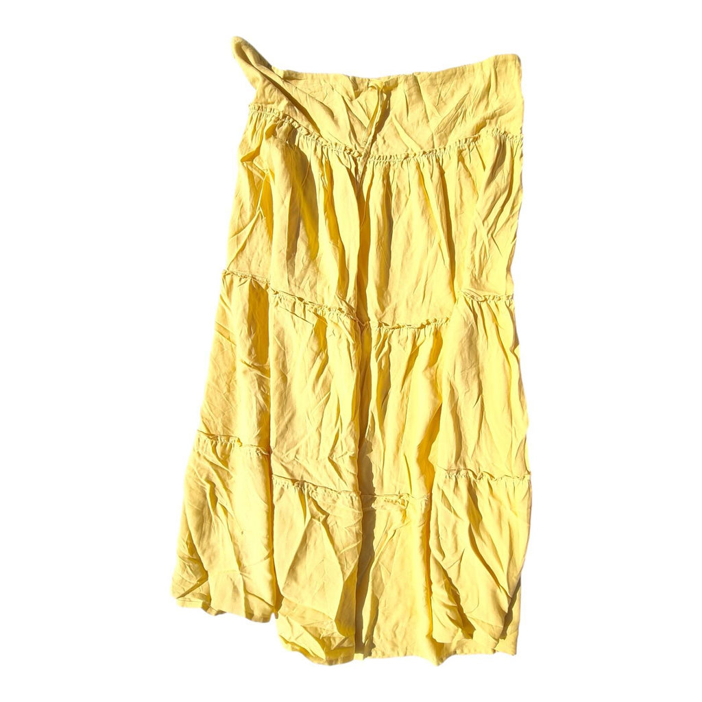 Yellow Tiered Gypsy Skirt Midaxi Women’s UK Size 18
