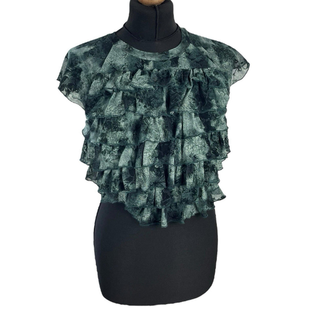 Pretty Little Thing Green Croptop Ruffle Layered High Beck Women’s UK Size 8