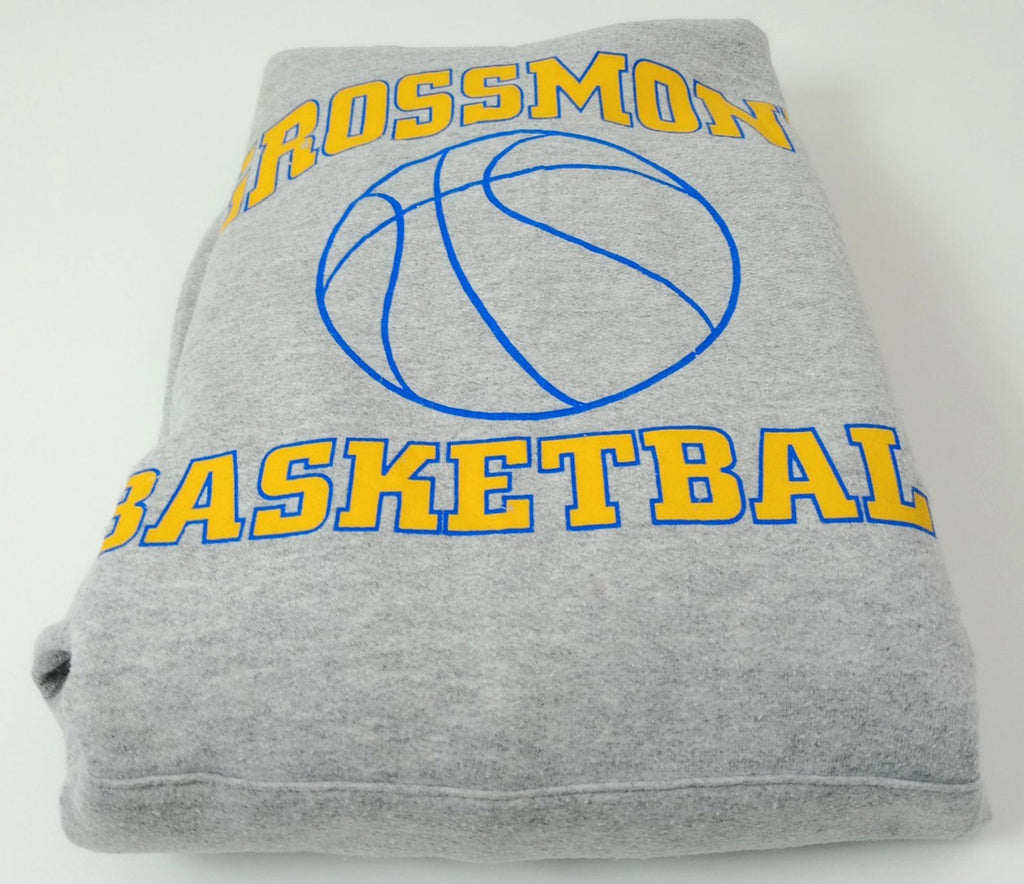 Grossmont Basketball Hoodie Men's UK Size L Grey Jersey Hooded Pockets Cotton