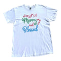 Joyful Merry and Blessed T-Shirt Men's Uk Size L White Short Sleeve 100% Cotton