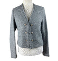 Marks & Spencer Tweed Blazer Coat Jacket Grey Mid Length Women’s UK Size 8