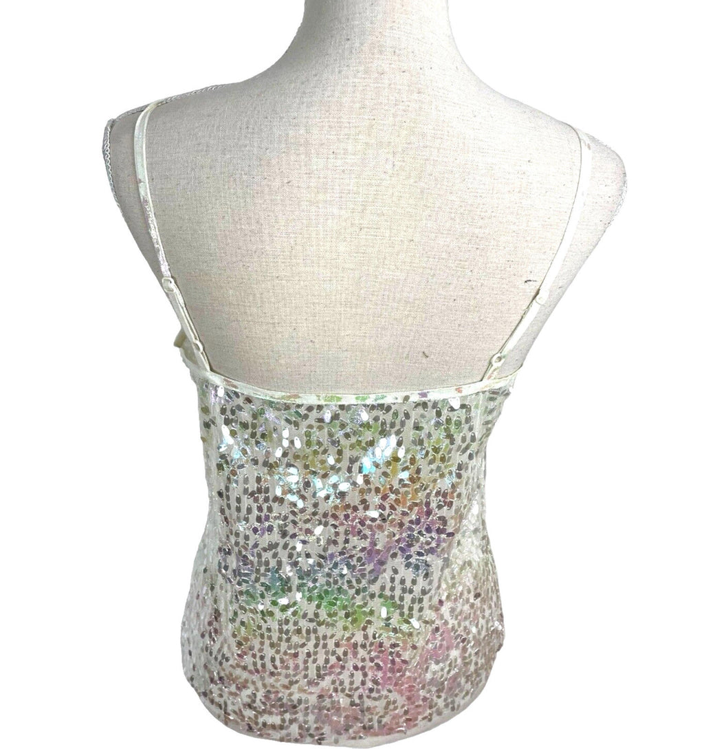 Sequin Crop Top & Waistcoat Co-Ord Women’s UK Size 8 Iridescent Butterfly Detail