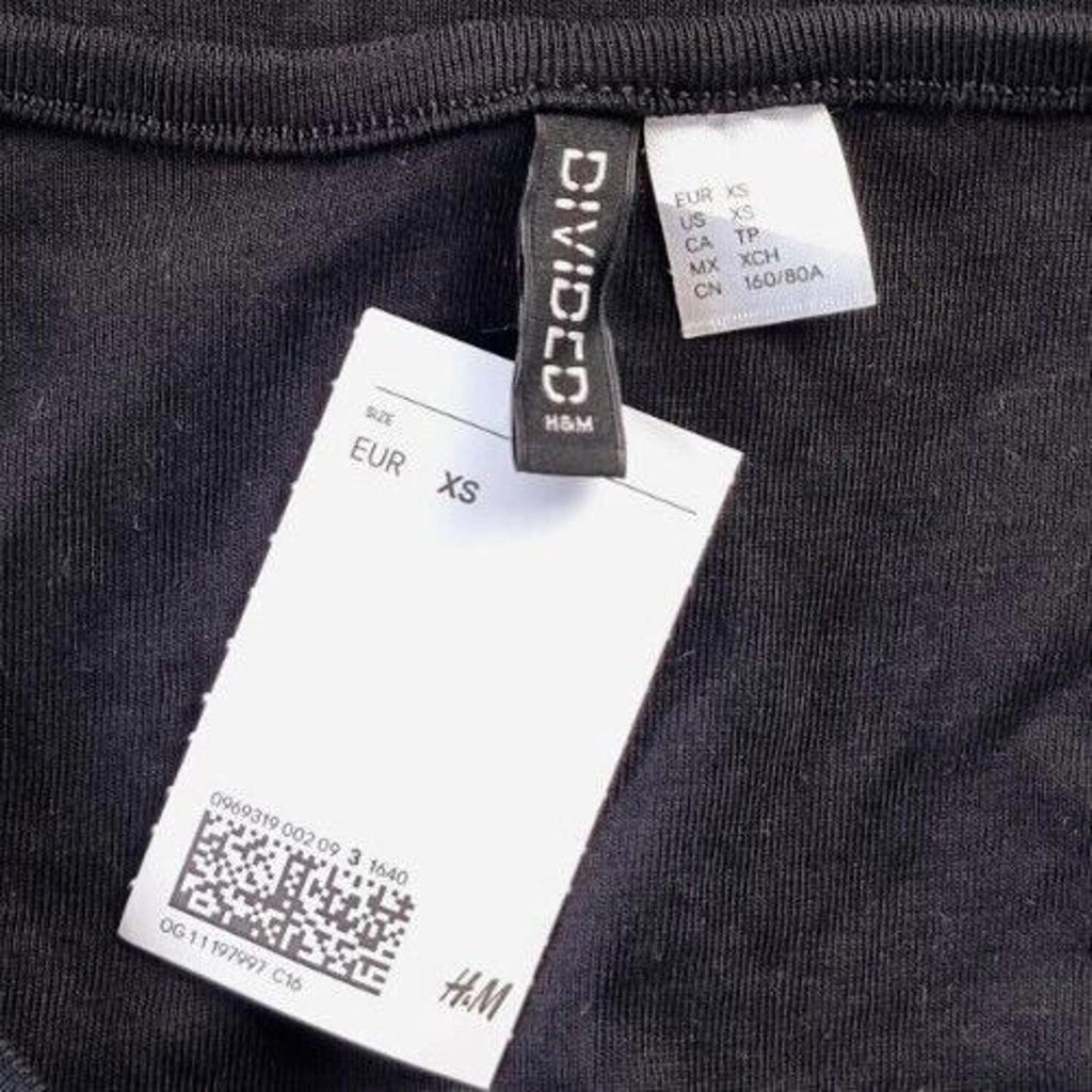 Divided Crop Top Black Button Front Women's UK Size XS