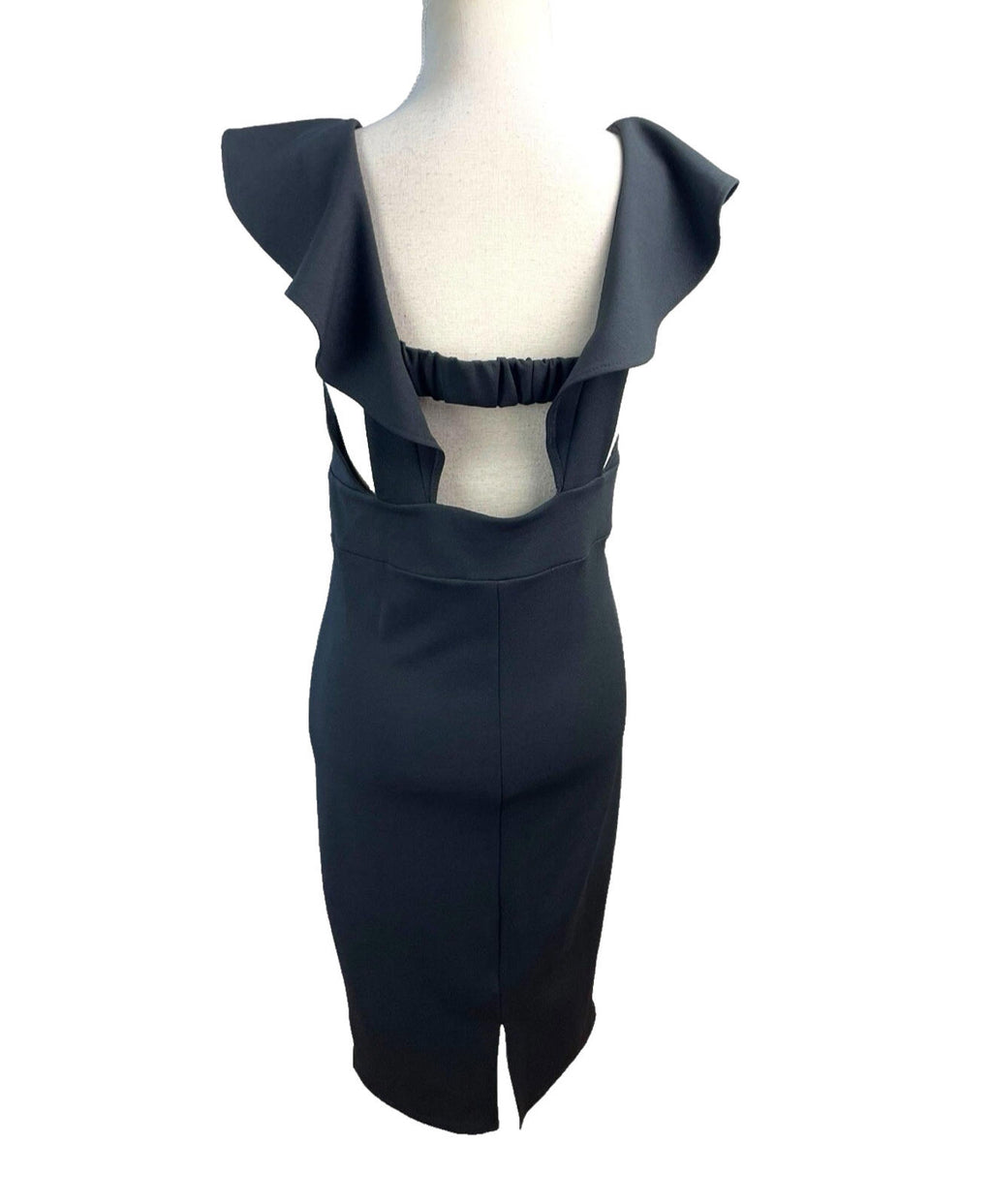River Island Black Maxi Dress Frilled V Neck Lined Women’s UK Size 12