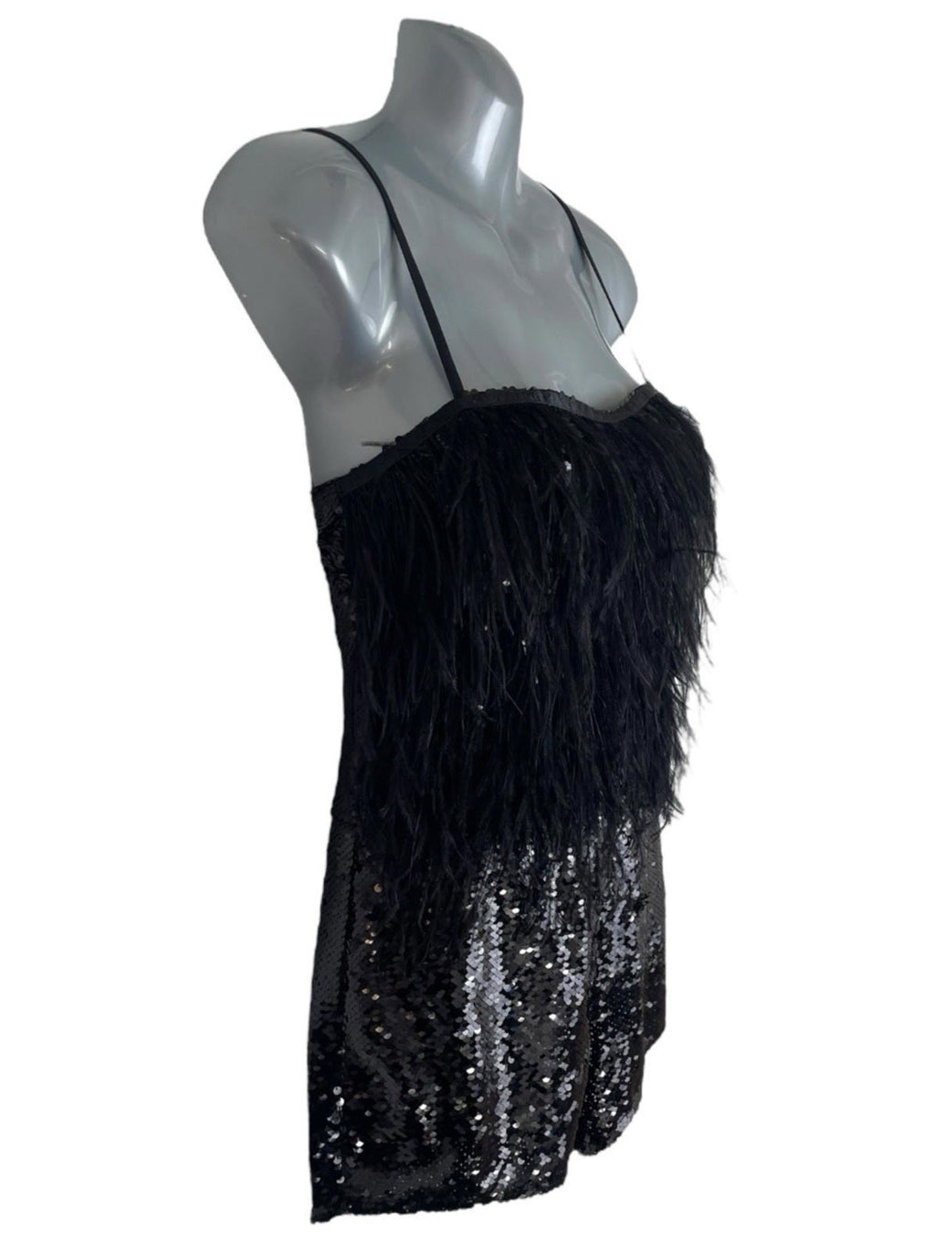 Pretty Little Thing Feather Detail Strappy Sequin Playsuit Women’s UK Size 8