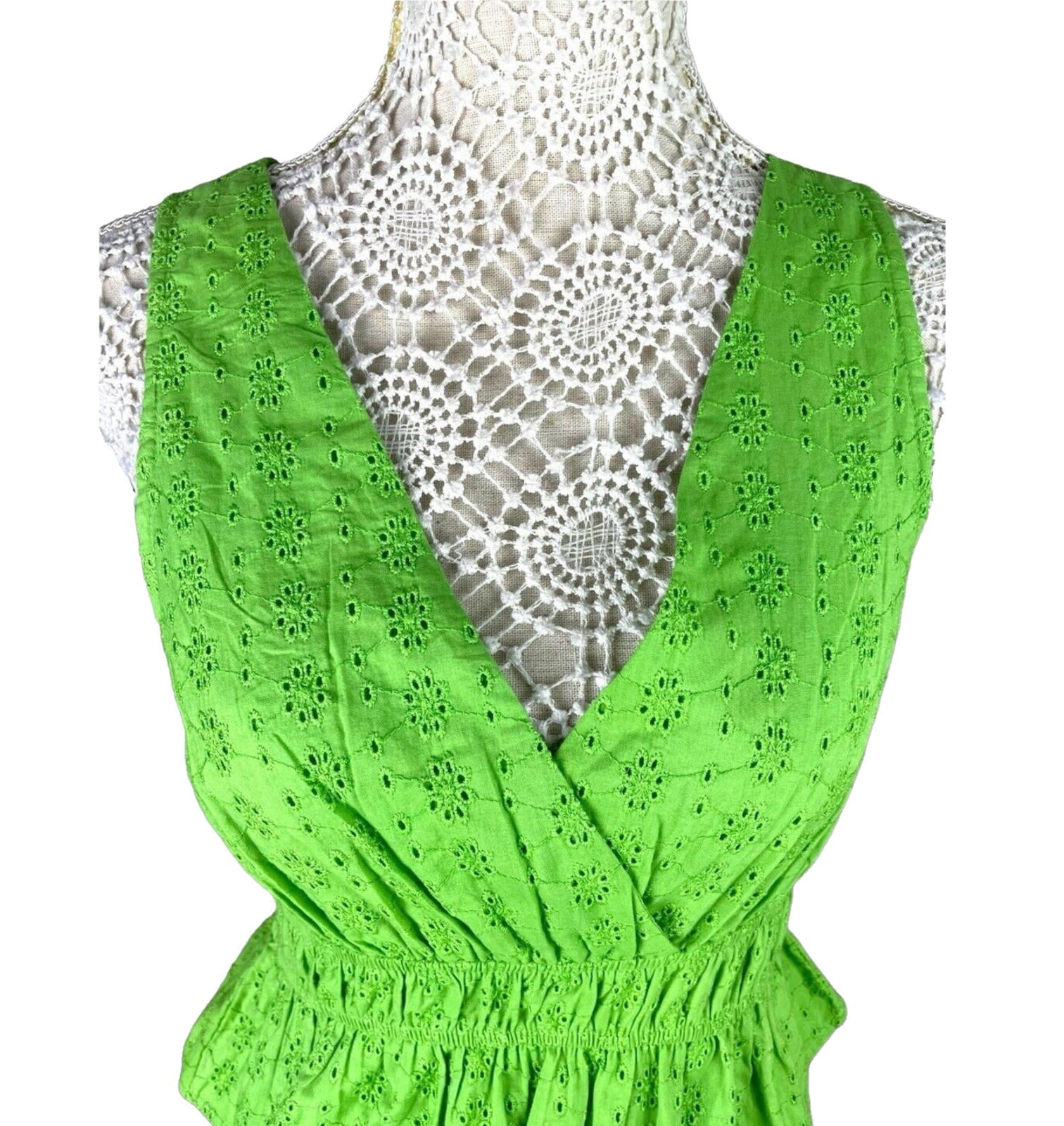 Tank Top Embroidered Cropped Green Blouse Women’s UK Size 8
