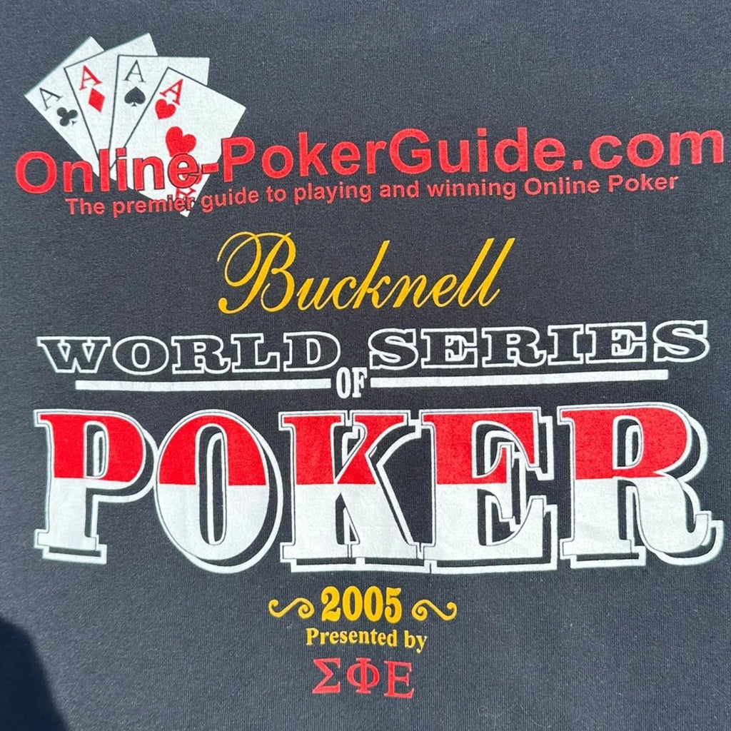 Bucknell Poker T-Shirt Men's UK Size L Black Graphic Print 2005 Short Sleeve