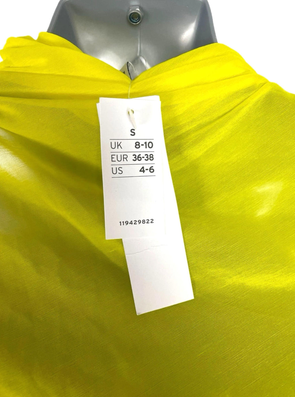 Topshop Bright Yellow Chiffon Top One Sleeve Sheer Women’s UK Size 8-10