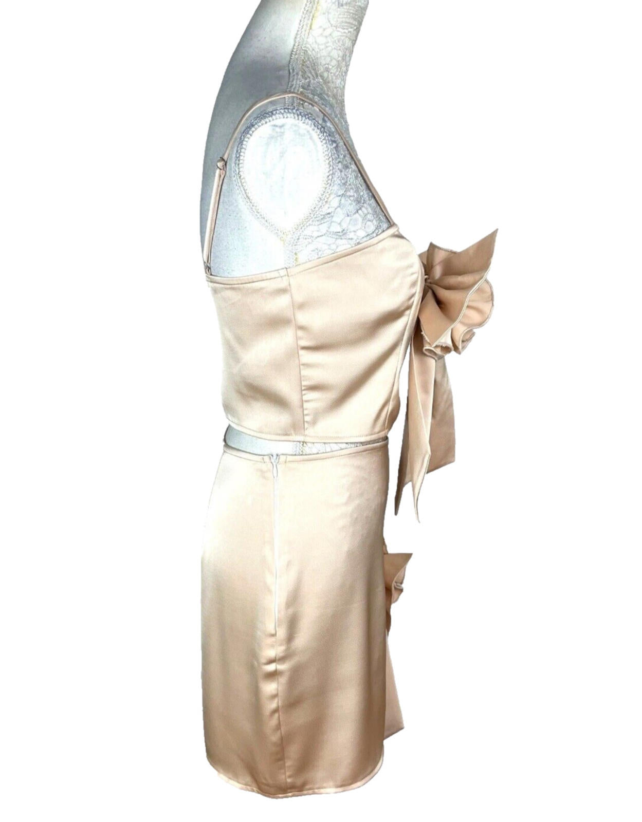 Pretty Little Thing Skirt & Crop Top Women's UK Size 8 Sculptural Petal Satin