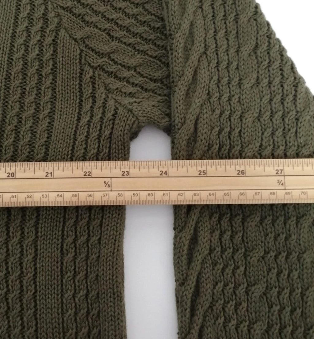 Jacamo Cable Knit Jumper Men's UK Size 2XL Khaki Green Crew Neck Sweater