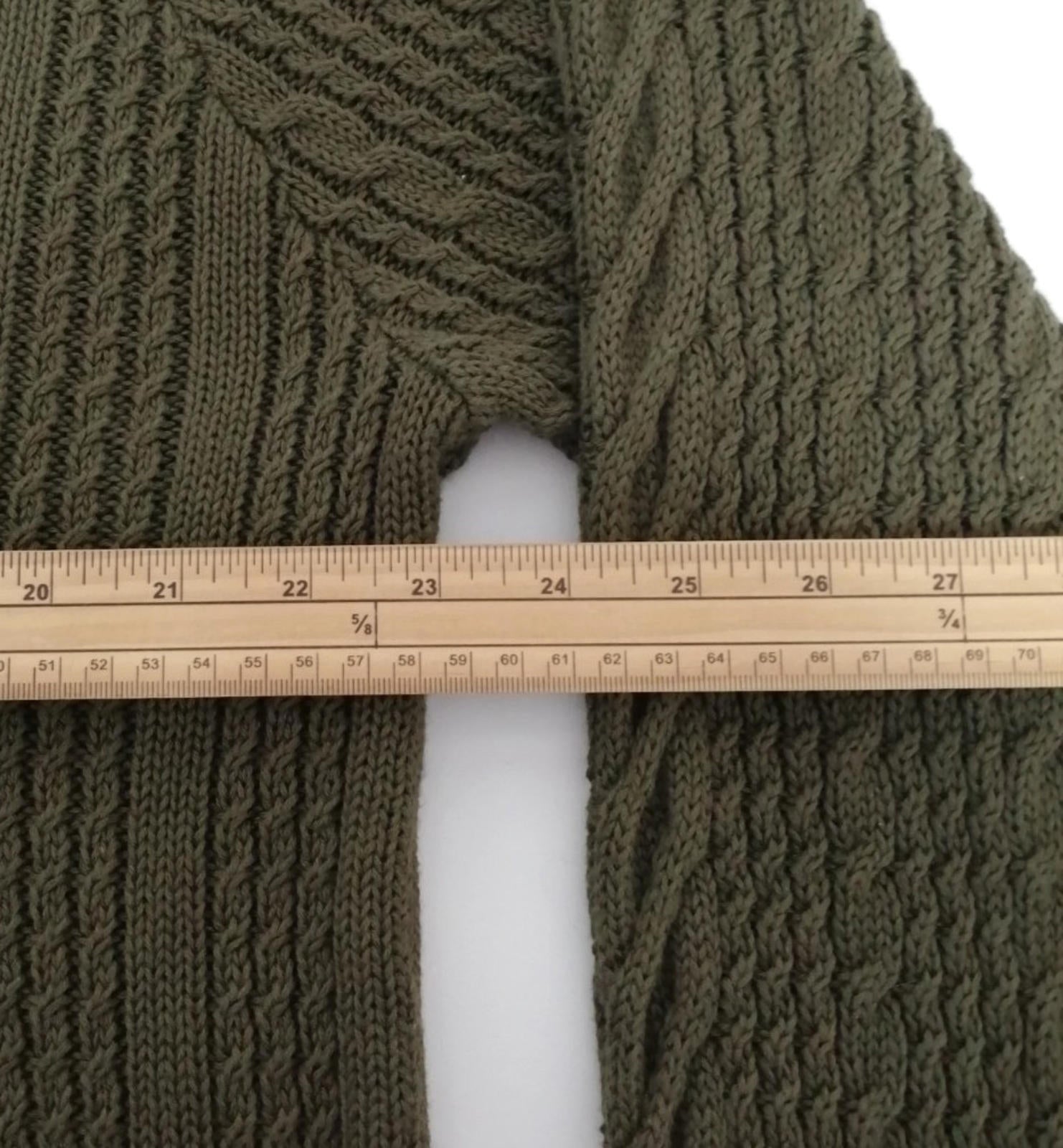 Jacamo Cable Knit Jumper Men's UK Size 2XL Khaki Green Crew Neck Sweater