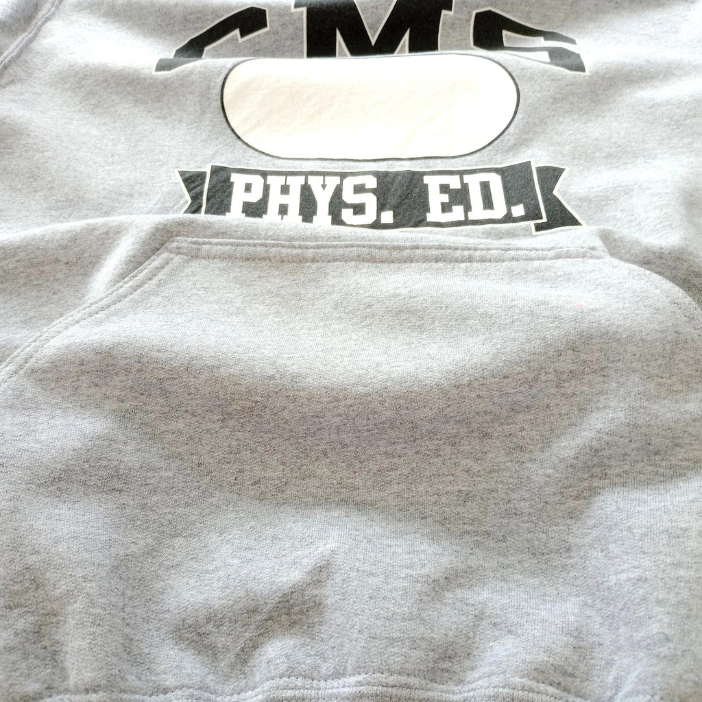 Grey Graphic Print Jersey Hoodie Men's UK Size S CMS PHYS. ED. Fleece Lined