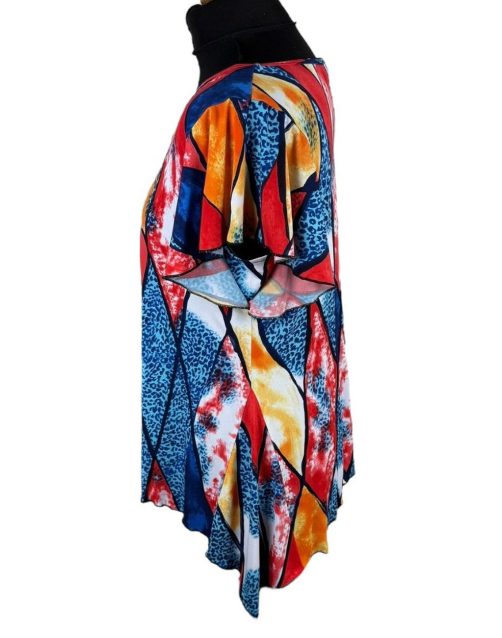 Kate Lilly Multicolour T-shirt Blouse Long Sides Short Sleeve Women’s UK Size 20