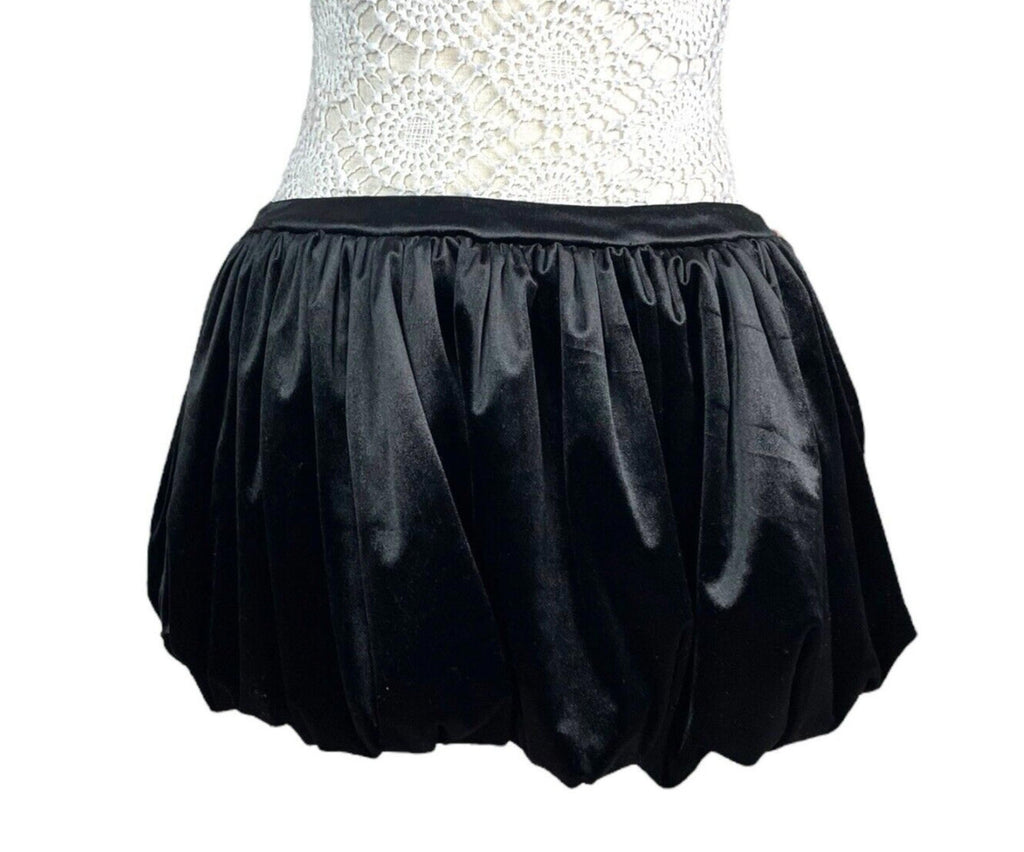 Pretty Little Thing Black Velour Bubble Hem Mini Skirt Women’s UK Size 8