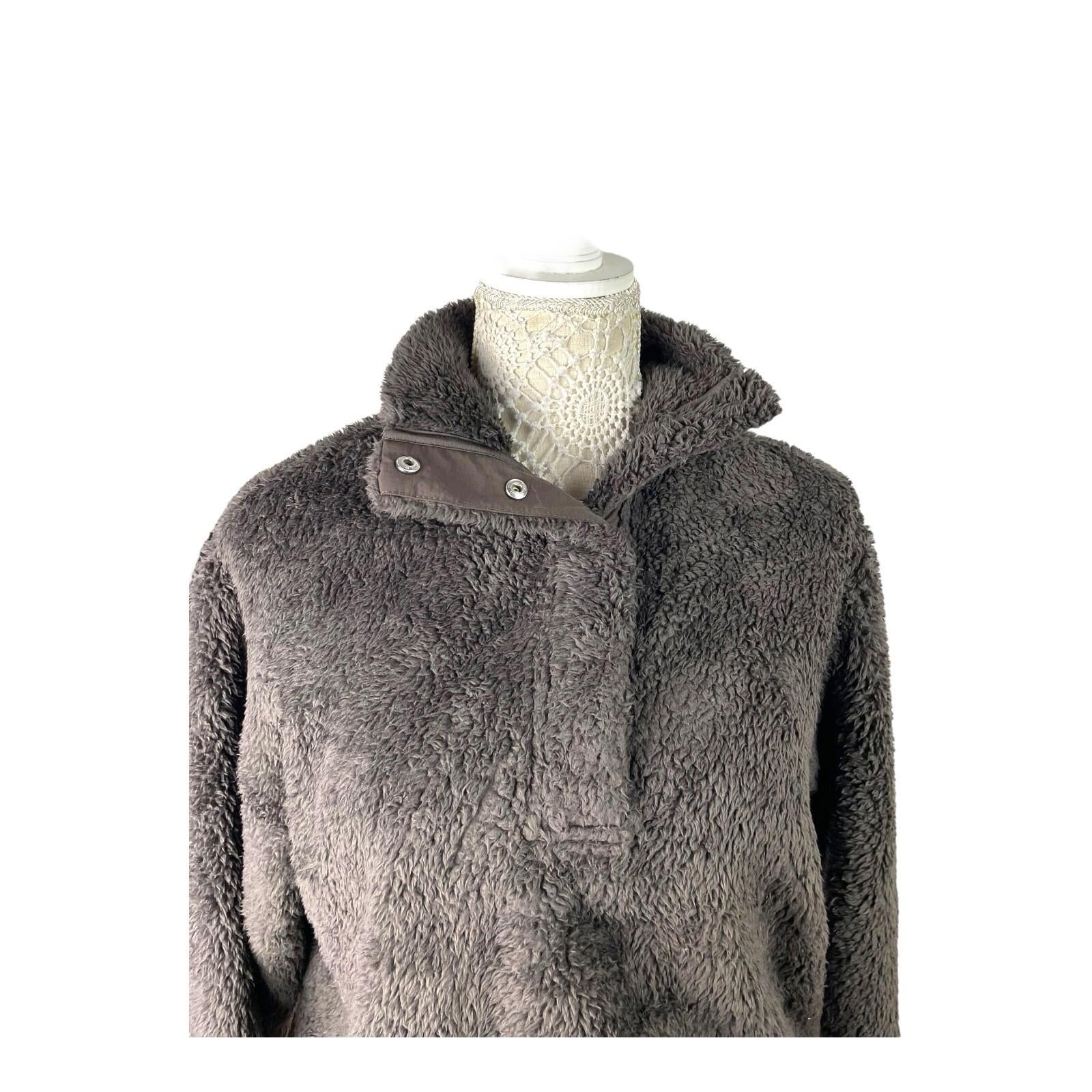 H&M Dark Brown Teddy Fleece Jumper High Neck Relaxed Fit Women’s UK Size XS