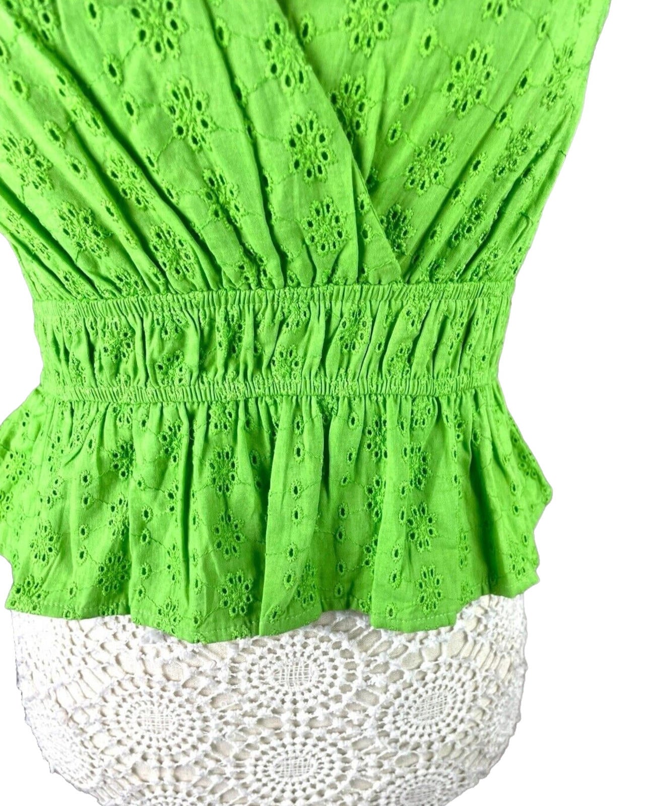 Tank Top Embroidered Cropped Green Blouse Women’s UK Size 8