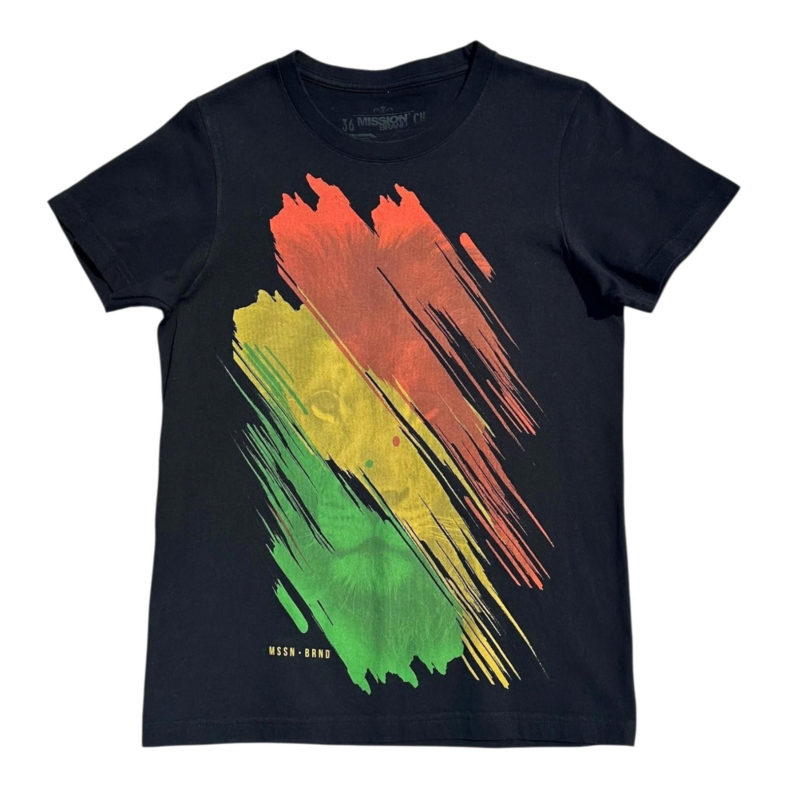 MSSN BRND T-Shirt Men's UK Size S Black Jamaica Lion Graphic Print Short Sleeve