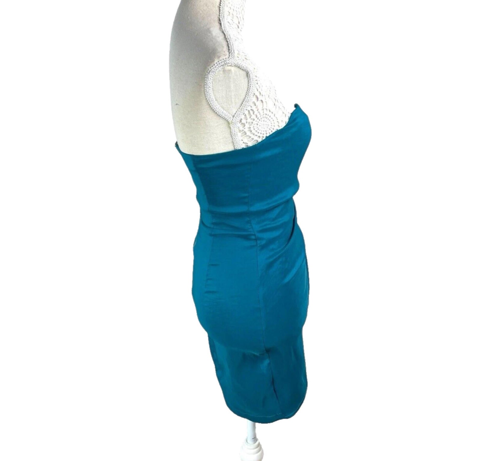 AX Paris Mini Dress Turquoise Ruched Off Shoulder Embellished Women’s UK Size 8