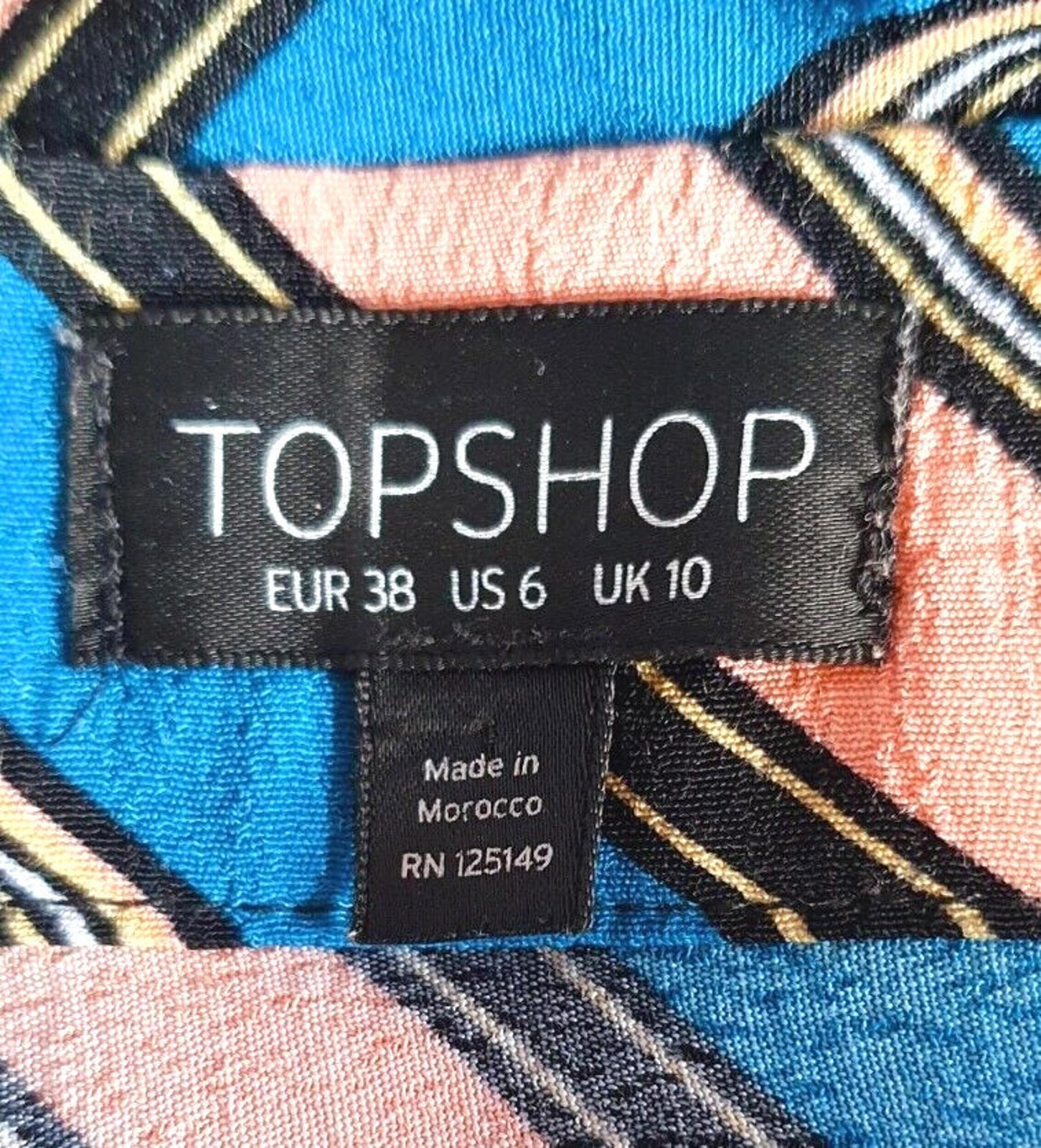 Top Shop Midi Skirt Women's UK Size 10 Blue & Pink Striped Zip Fastening Summer