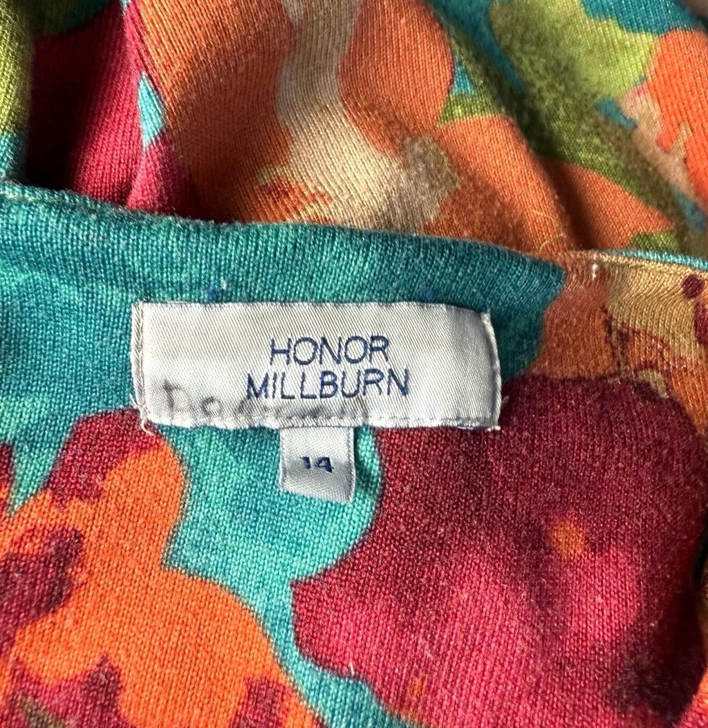 Honor Millburn Floral Top Women’s UK Size 10 3/4 Sleeve Multicolour