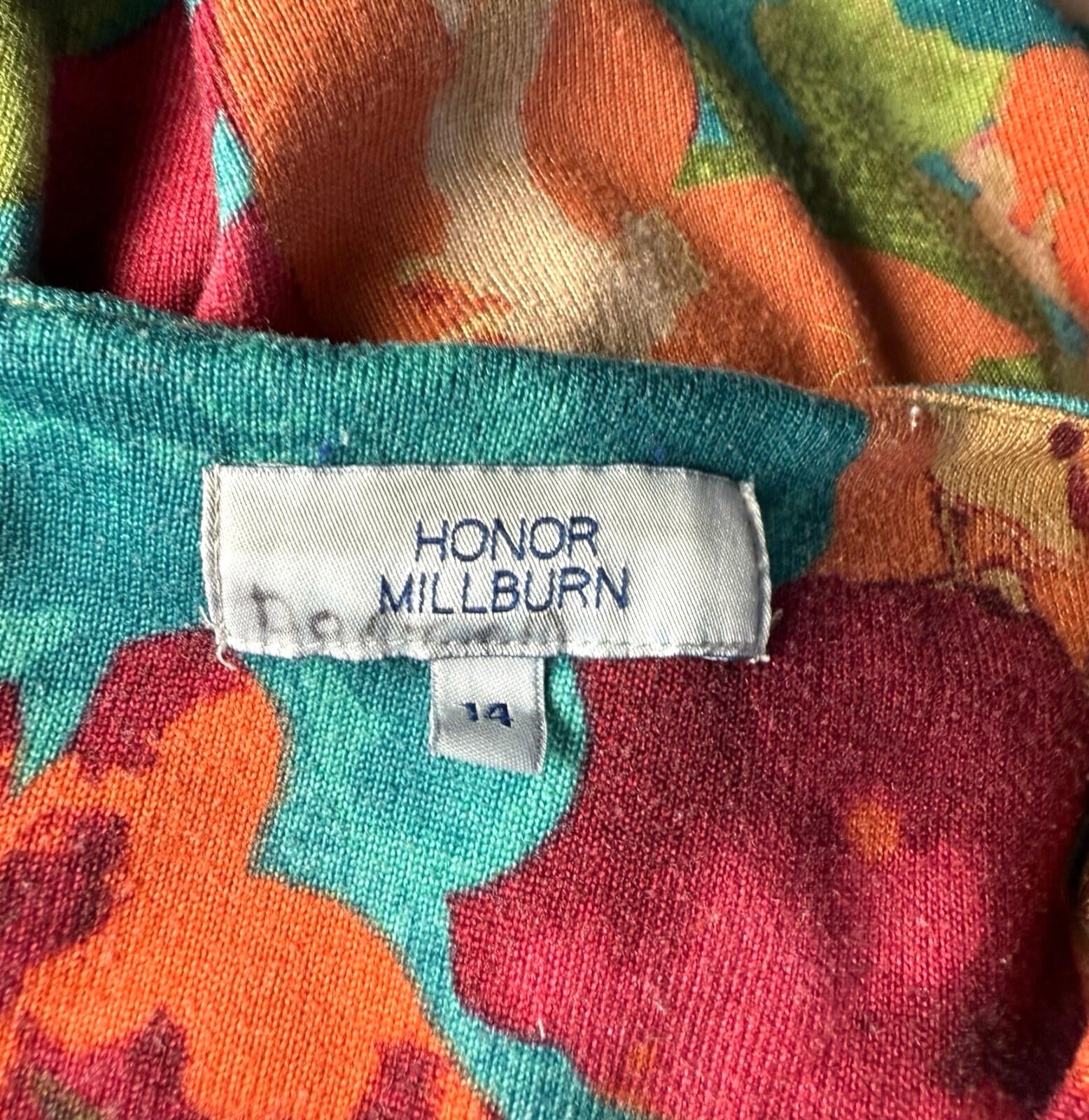 Honor Millburn Floral Top Women’s UK Size 10 3/4 Sleeve Multicolour