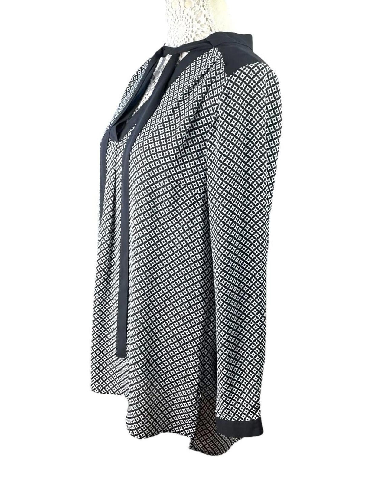 Marks & Spencer Long Sleeve Blouse Women’s UK Size 14 Tie Neck Geometric Print