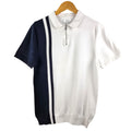 Next Knit Polo Shirt Men's UK Size S White Blue 1/4 Zip Short Sleeve 100% Cotton