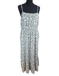 Grace Karin Floral Maxi Dress Women’s UK Size 2XL Smocked Summer Spaghetti Strap