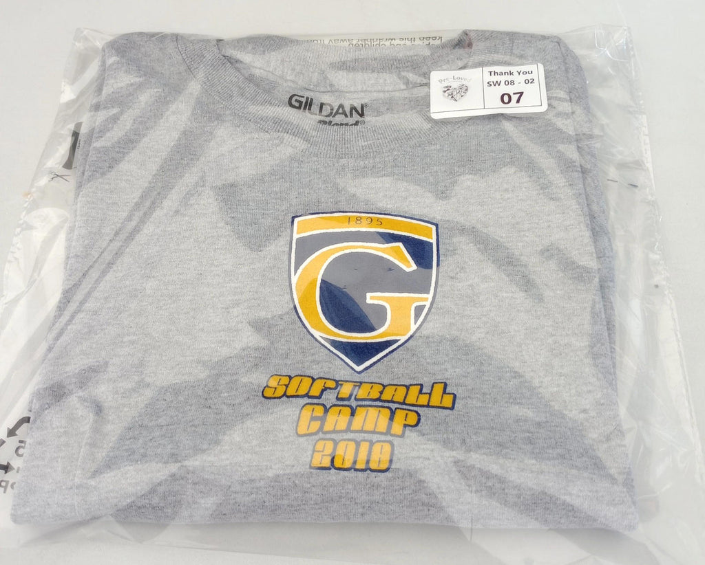 Softball Camp Graphic Print T-Shirt Men's UK Size M Grey Crew Neck Cotton Mix
