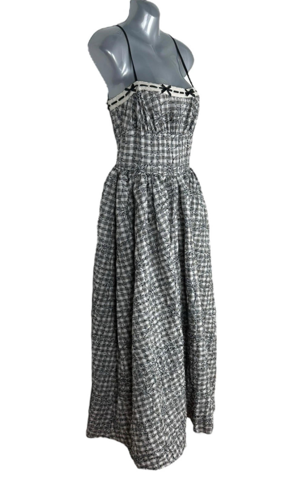 Pretty Little Thing Vintage Style Dress Retro Cute Maxi Check Women’s UK Size 8