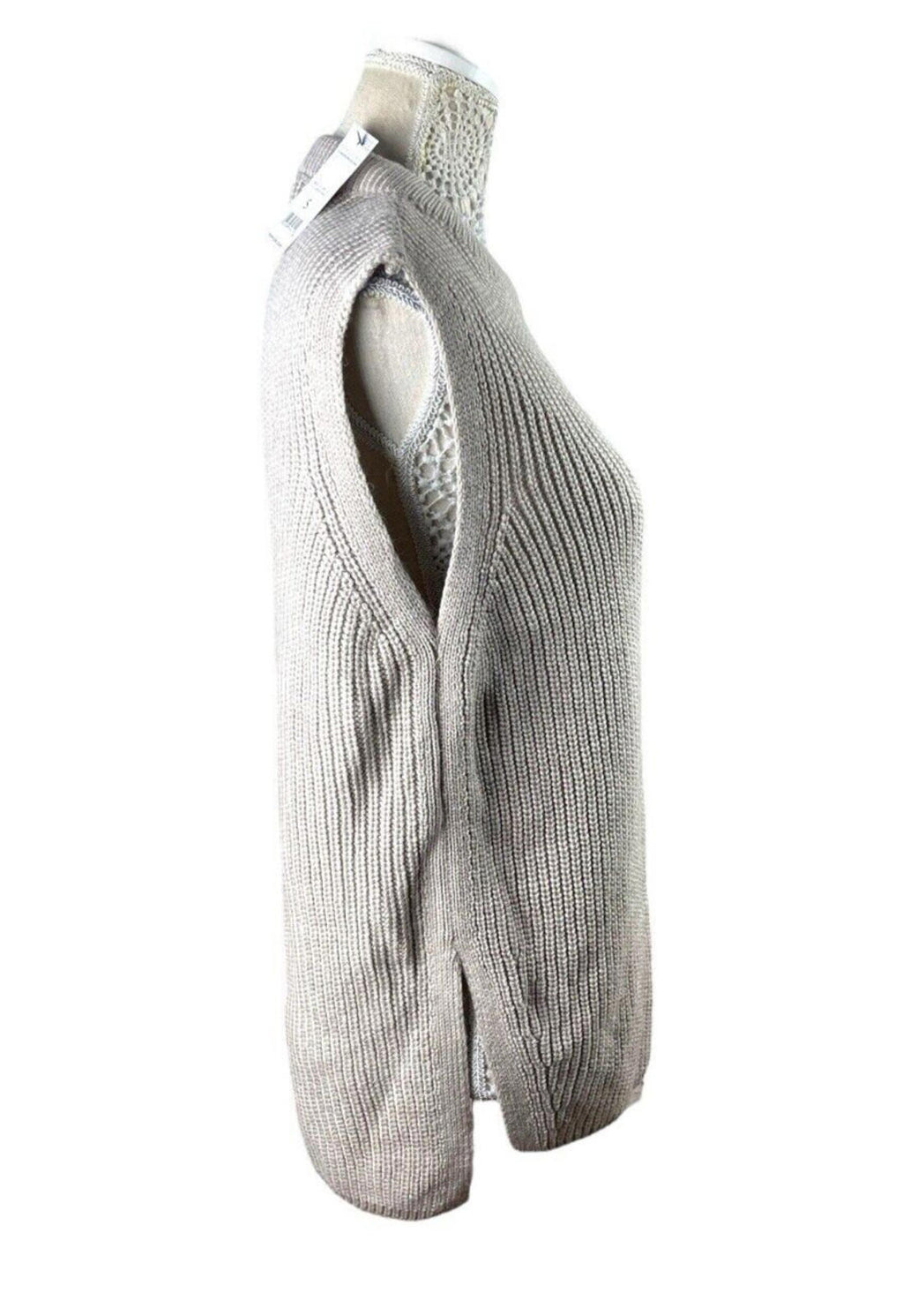 New Look Greige Knit Vest Top Tapard Jumper Relaxed Fit Women’s UK Size S