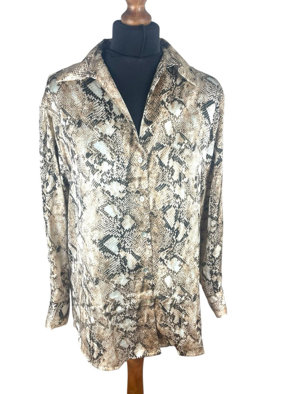 Haver London Satin Shirt Blouse Women’s UK Size 8 Snake Print Long Sleeved
