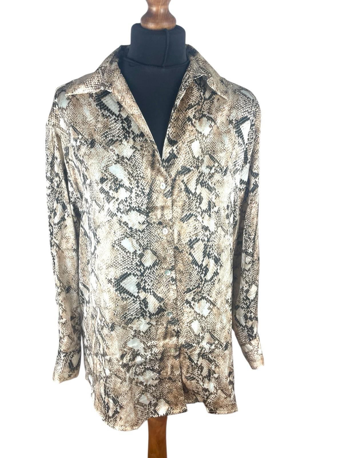 Haver London Satin Shirt Blouse Women’s UK Size 8 Snake Print Long Sleeved