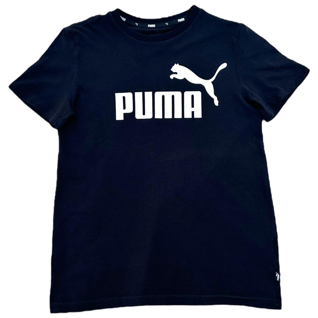 Puma T-Shirt Teen Age 13-14 Black Graphic Logo Print Short Sleeve Crew Neck