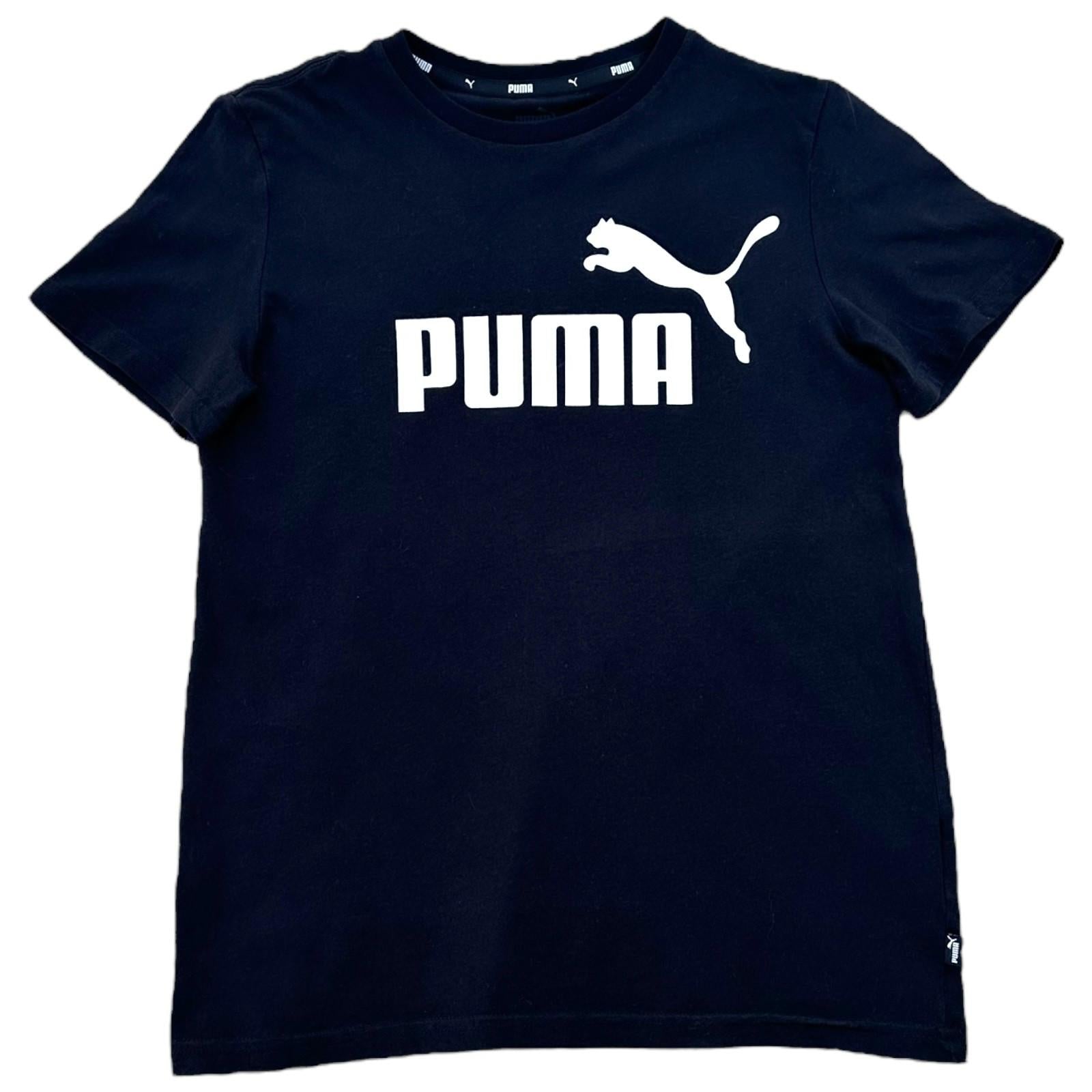 Puma T-Shirt Teen Age 13-14 Black Graphic Logo Print Short Sleeve Crew Neck