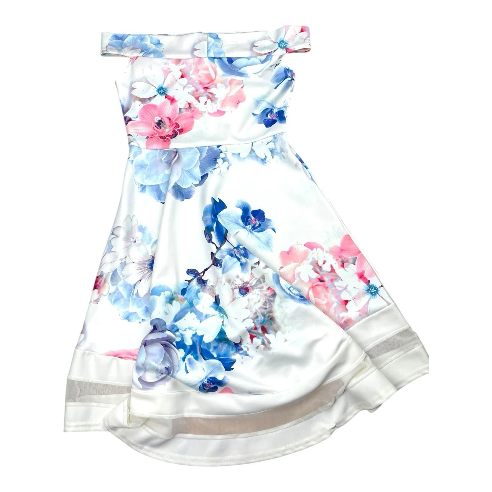 Quiz Occasion Dress Floral A-Line Off Shoulder Women’s UK Size 10