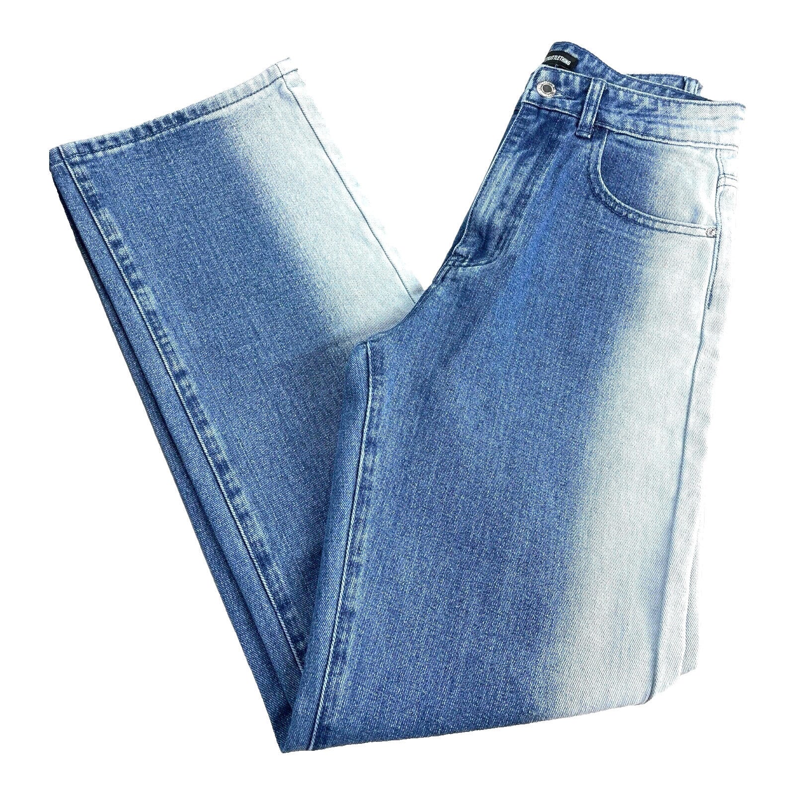 Pretty Little Thing Denim Jeans Bleached Sides Straight Leg Women’s UK Size 8