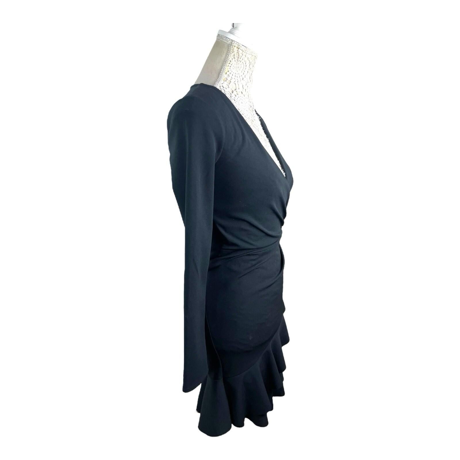 Lipsy London Black Wrap Dress Frilled Hem Gold Buckle Women’s UK Size 8