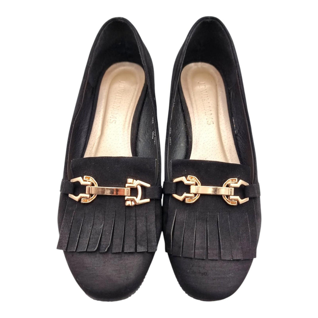 JD Williams Black Suedette Block Heel Court Shoes Wide Fit Women's UK Size 7 EEE