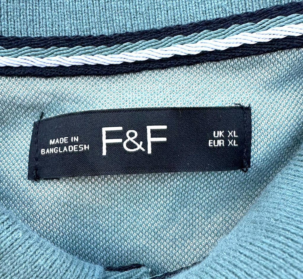F&F Tropical Leaf Print Polo Shirt Men's UK Size XL Green Short Sleeve Casual