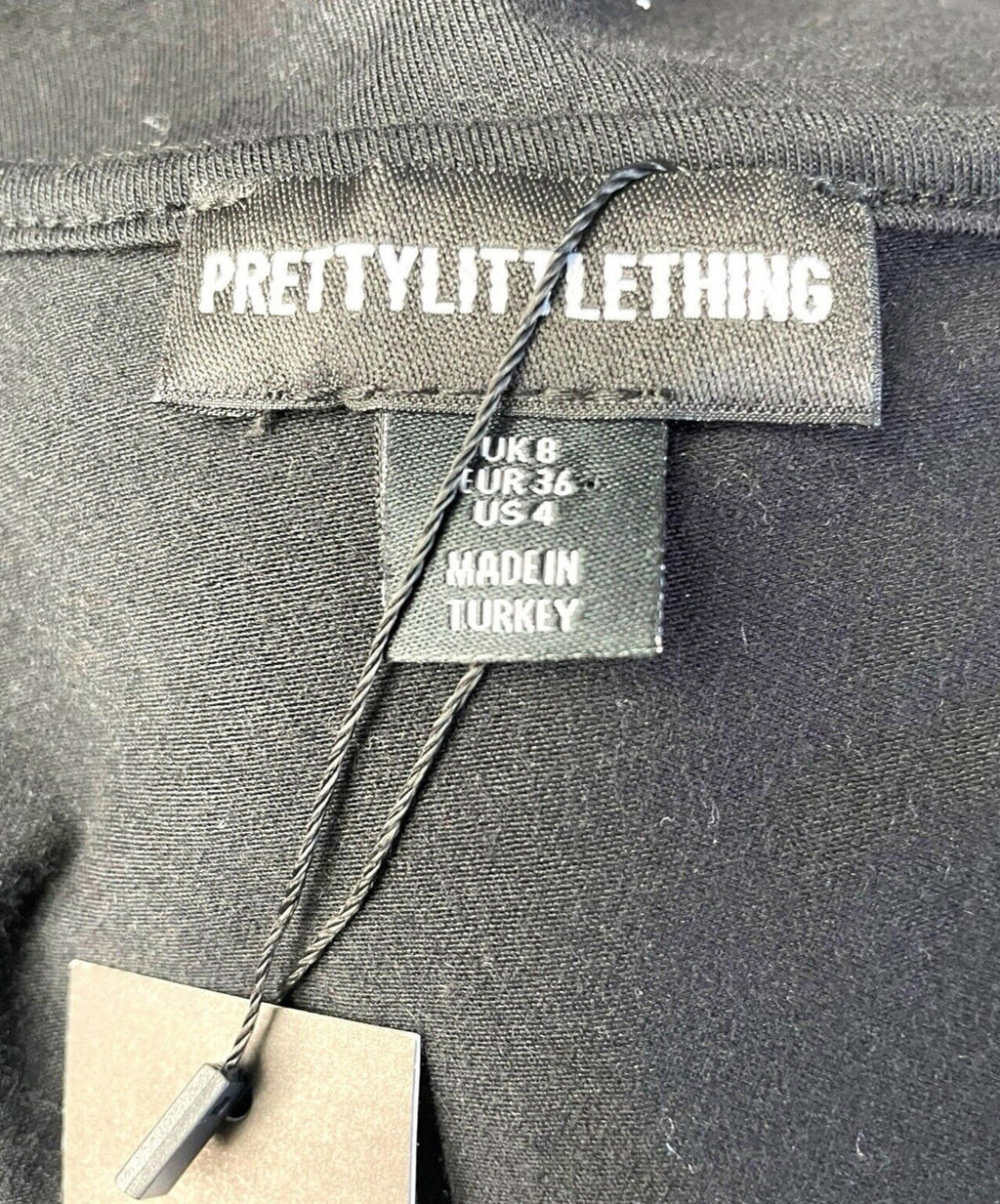Pretty Little Thing Black Asymmetric Strap T-shirt Top Women’s UK Size 8
