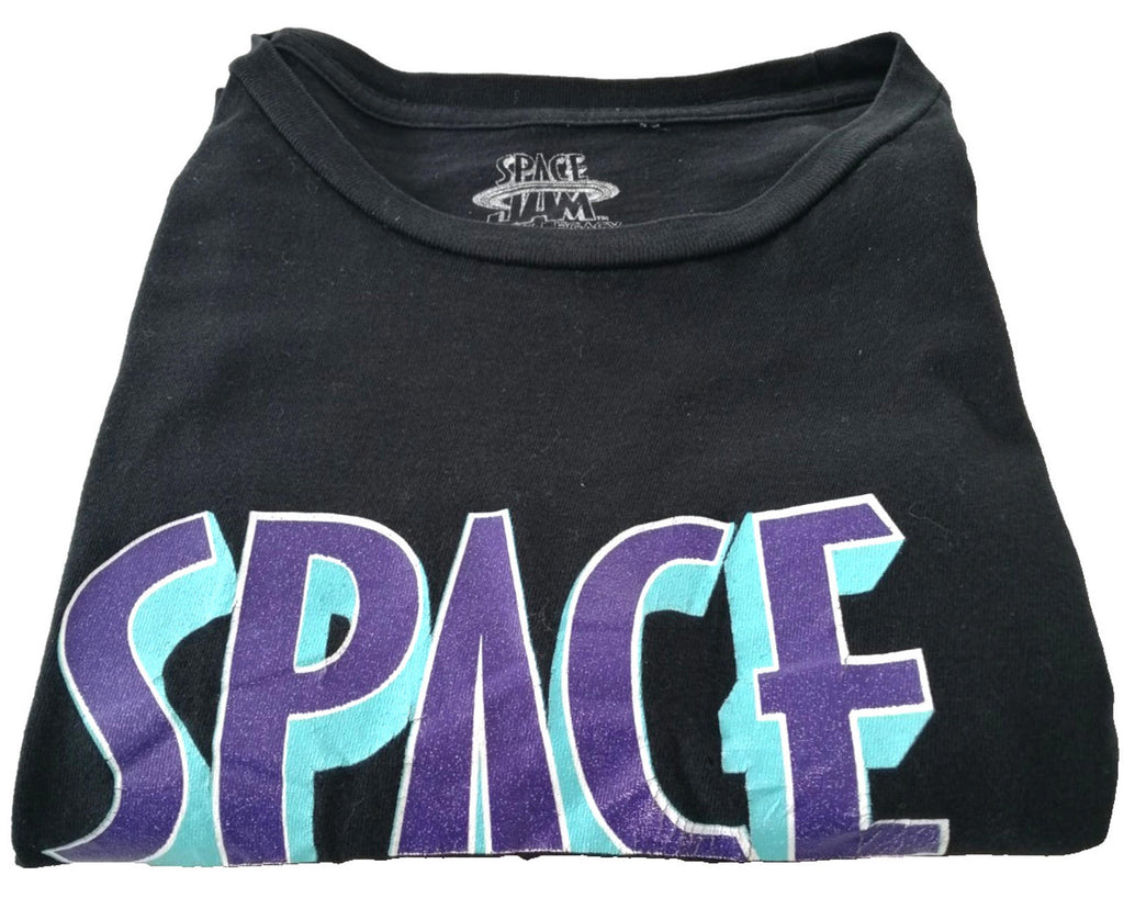 Space Jam Graphic Print T-Shirt Men's Size S/P Black 100% Cotton
