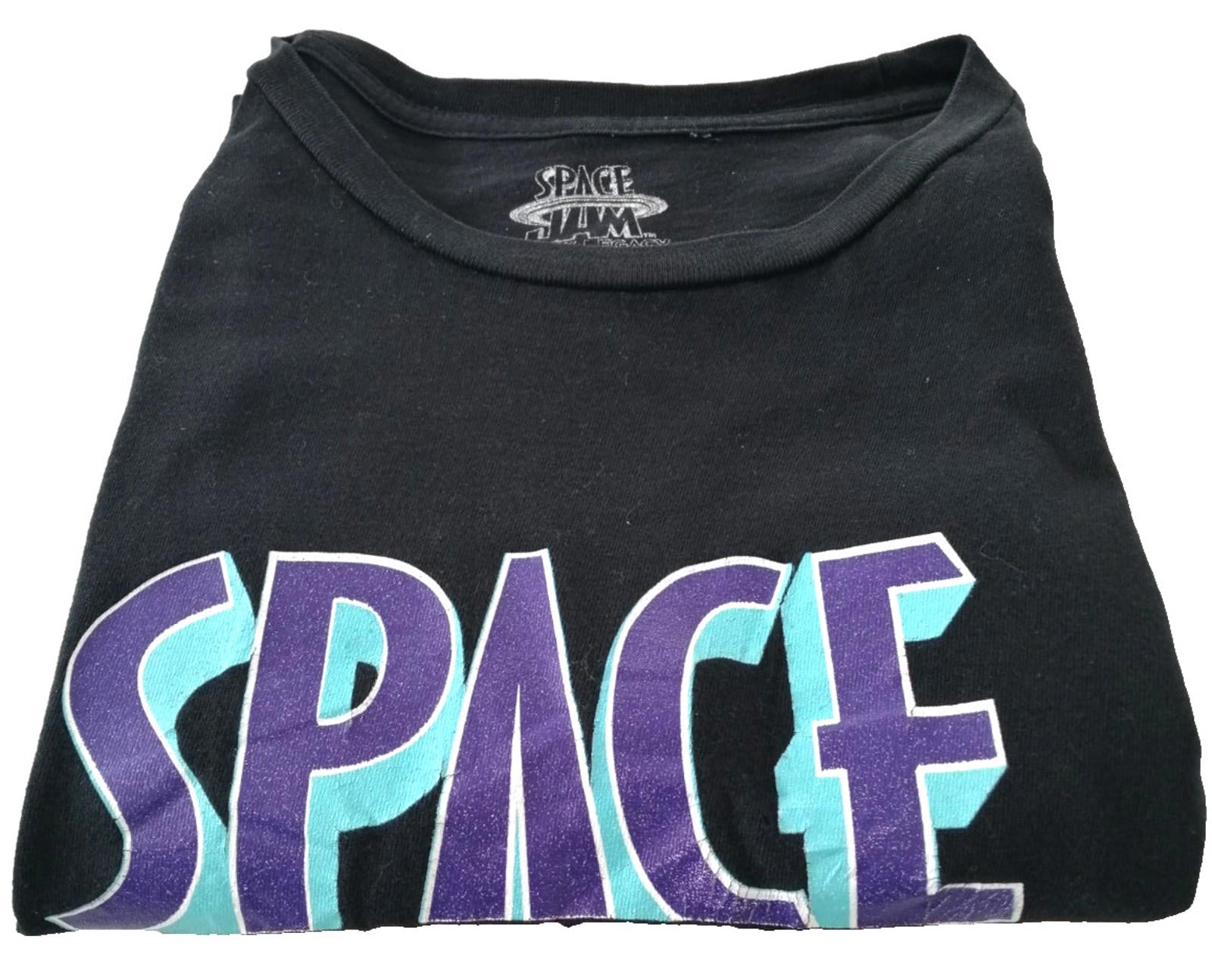 Space Jam Graphic Print T-Shirt Men's Size S/P Black 100% Cotton