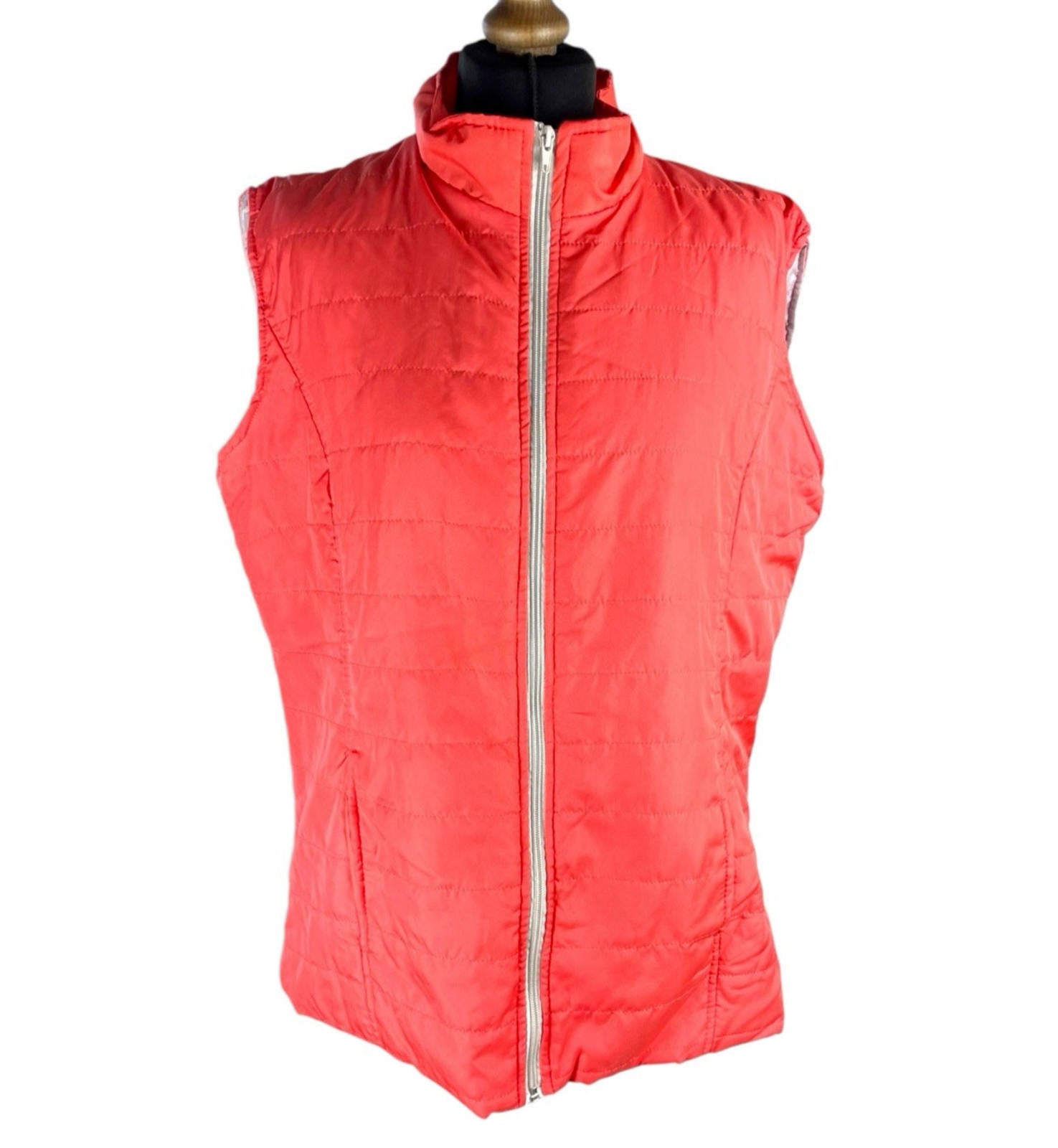 Padded Gilet Women’s UK Size L Orange Lightly Padded Zip Front Body Warmer Vest