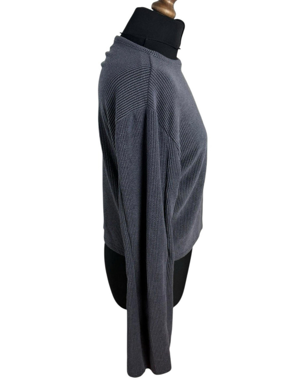 Pretty Little Thing Grey Ribbed Crop top Long Sleeve Women’s UK Size 16