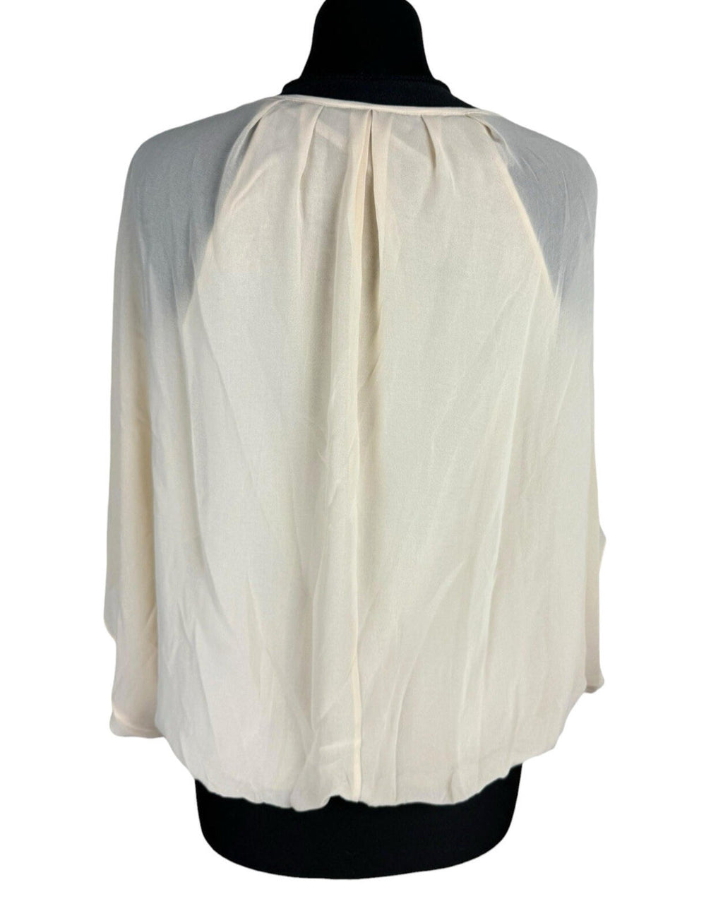 Warehouse Chiffon Layered Top Women’s UK Size 10 Smocked Keyhole Front Beige