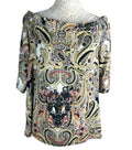 River Island Multicolour Satin Top Paisley Off Shoulder Women’s UK Size 14