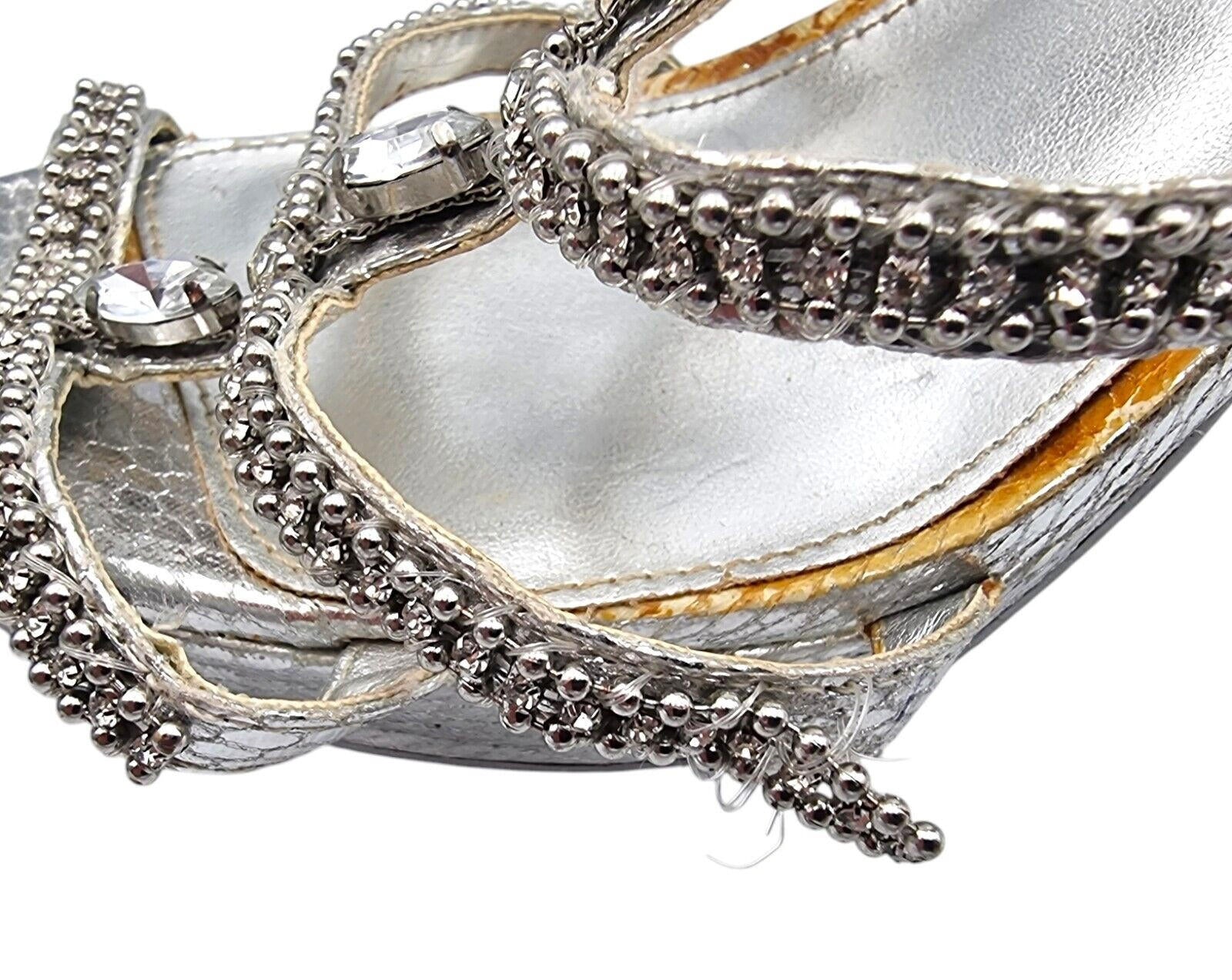 Shoe Box Silver Embellished High Heel Sandles Womens UK Size 7